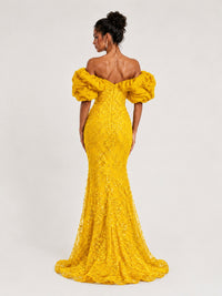 Sequin Off-Shoulder Ruffle Mermaid Prom Dress