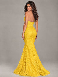 Strapless Corset Mermaid Prom Dress Lace Appliqué Formal Gown