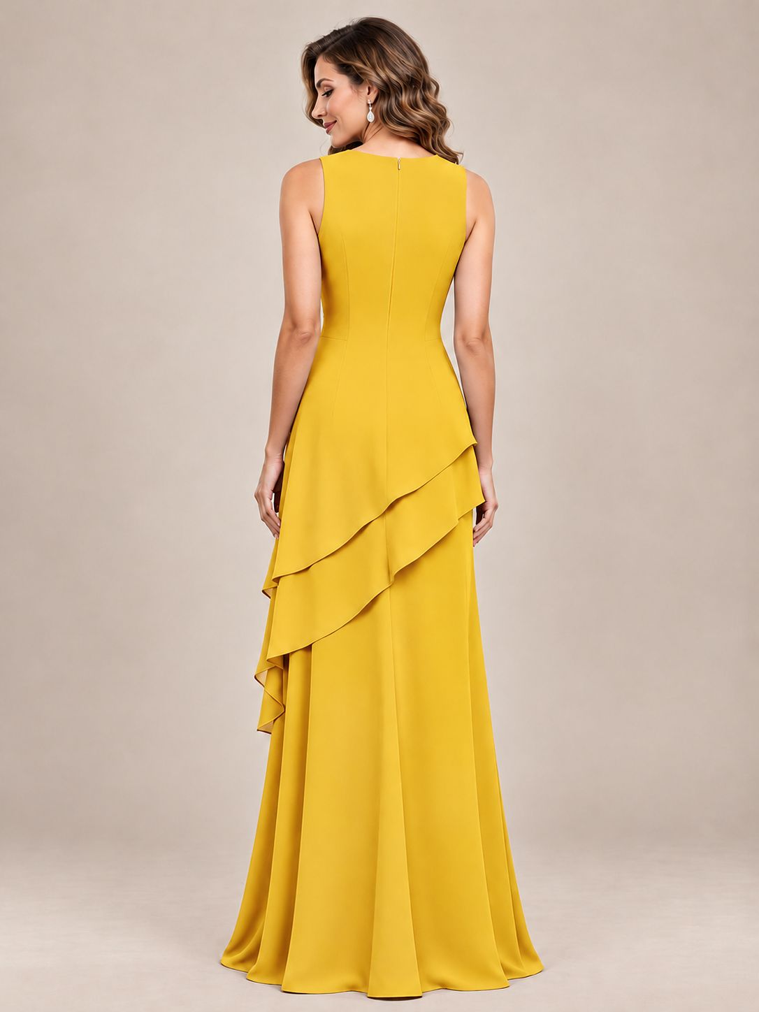 Dusty Blue Two-Piece Chiffon Mother of the Bride Dress with Jacket