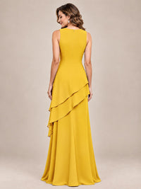 Dusty Blue Two-Piece Chiffon Mother of the Bride Dress with Jacket