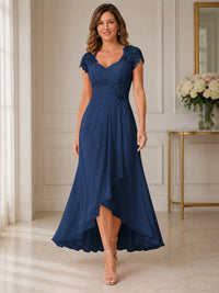 Chiffon Mother of the Bride & Groom Dress with Applique and Sequins