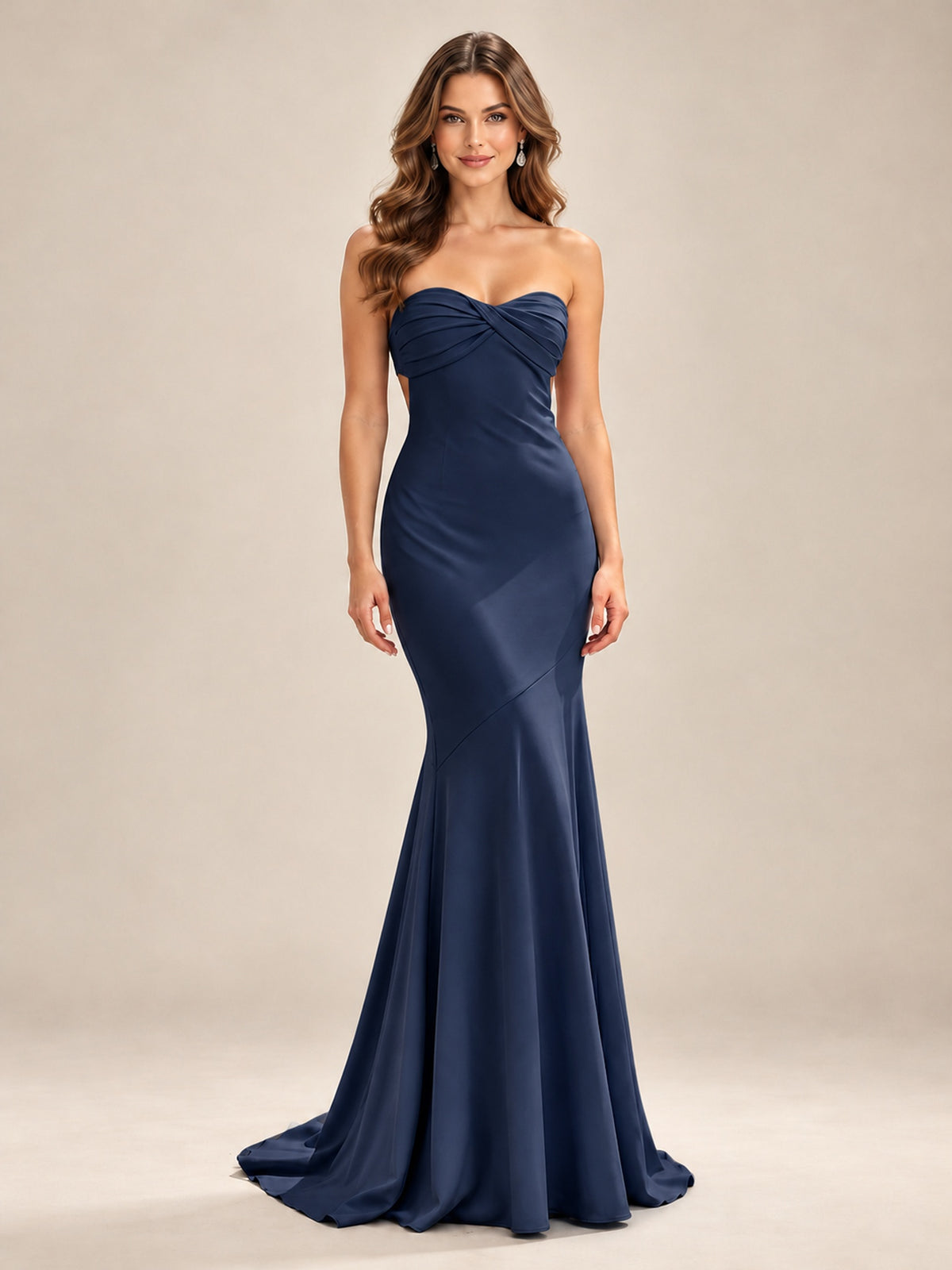 Light Blue Strapless Sweetheart Mermaid Prom Dress with Pleated Bodice