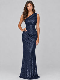 Sequin Mermaid One Shoulder Prom Dress Long formal Gown