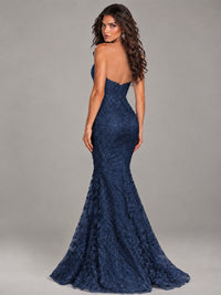 Strapless Corset Mermaid Prom Dress Lace Appliqué Formal Gown