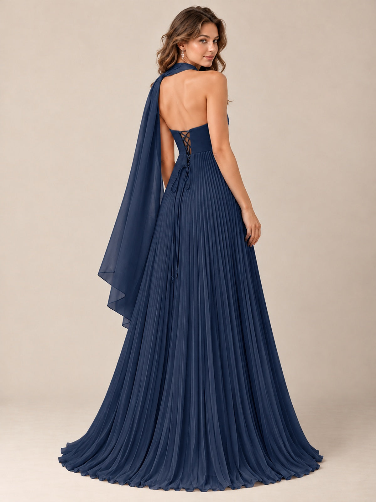 Sweetheart Neckline Pleated Prom Dress Strapless A-line Formal Dress with Flowy Scarf