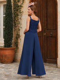 Elegant 3-Piece Chiffon Mother of the Bride Pantsuit with Floral Applique Jacket