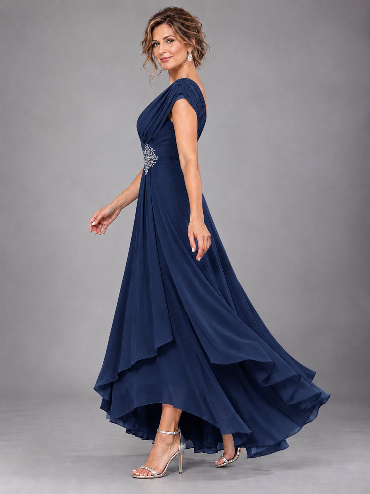 Cap Sleeve Chiffon A-Line Mother of the Bride Dress