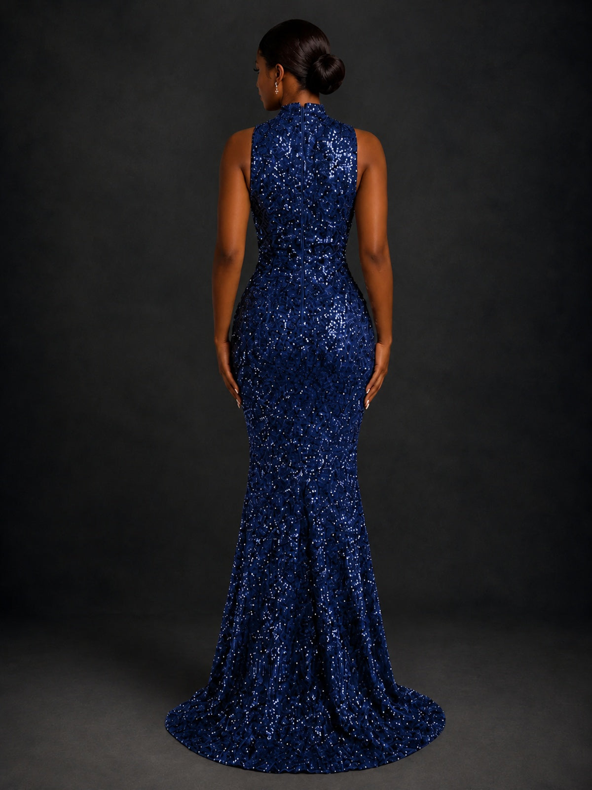 Sparkly Sequin High Neck Mermaid Prom Dress