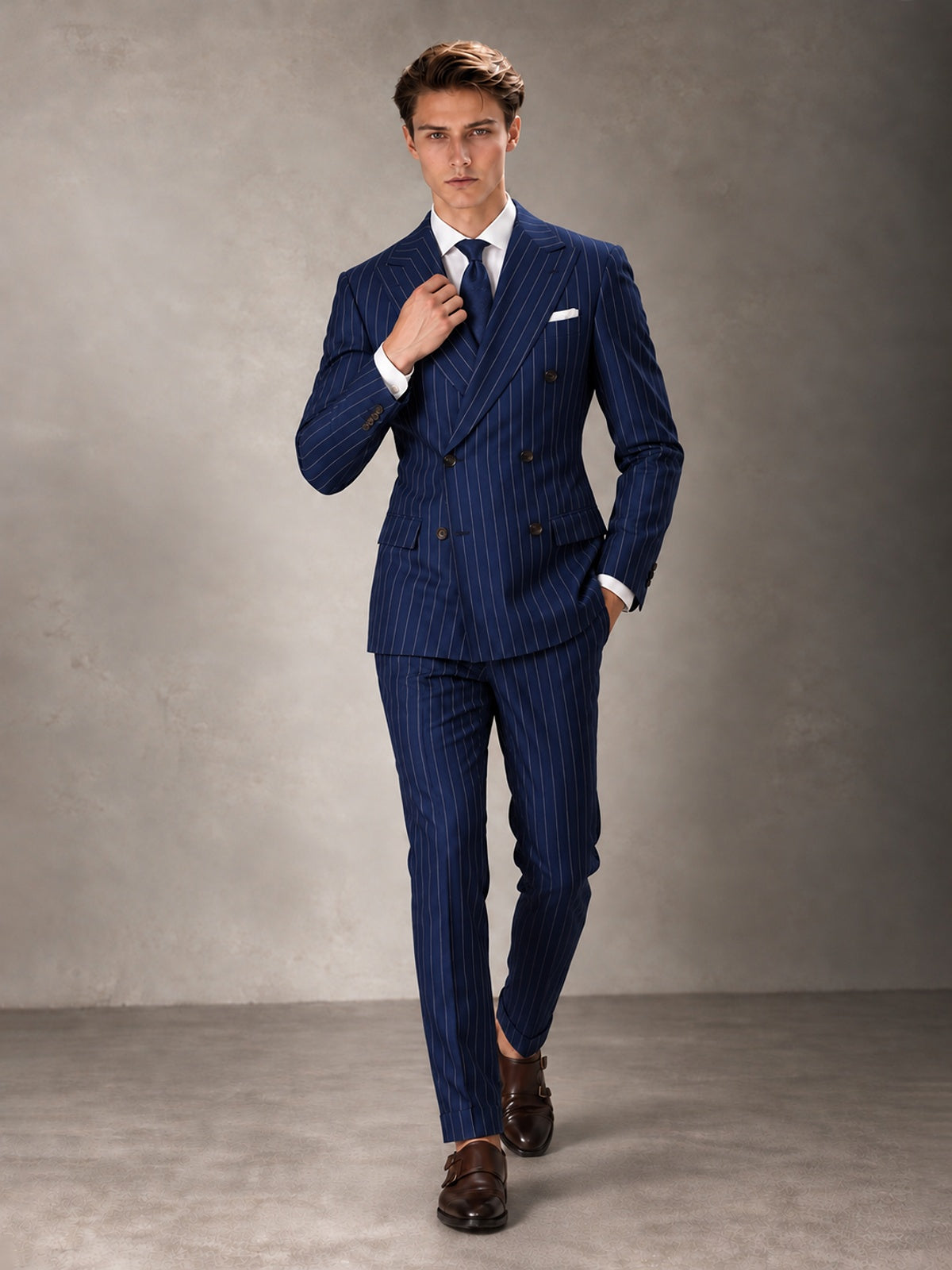 Double Breasted Pinstripe Men's Suit 2 Piece (Jacket & Pants) for Wedding & Formal Prom