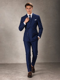 Double Breasted Pinstripe Men's Suit 2 Piece (Jacket & Pants) for Wedding & Formal Prom