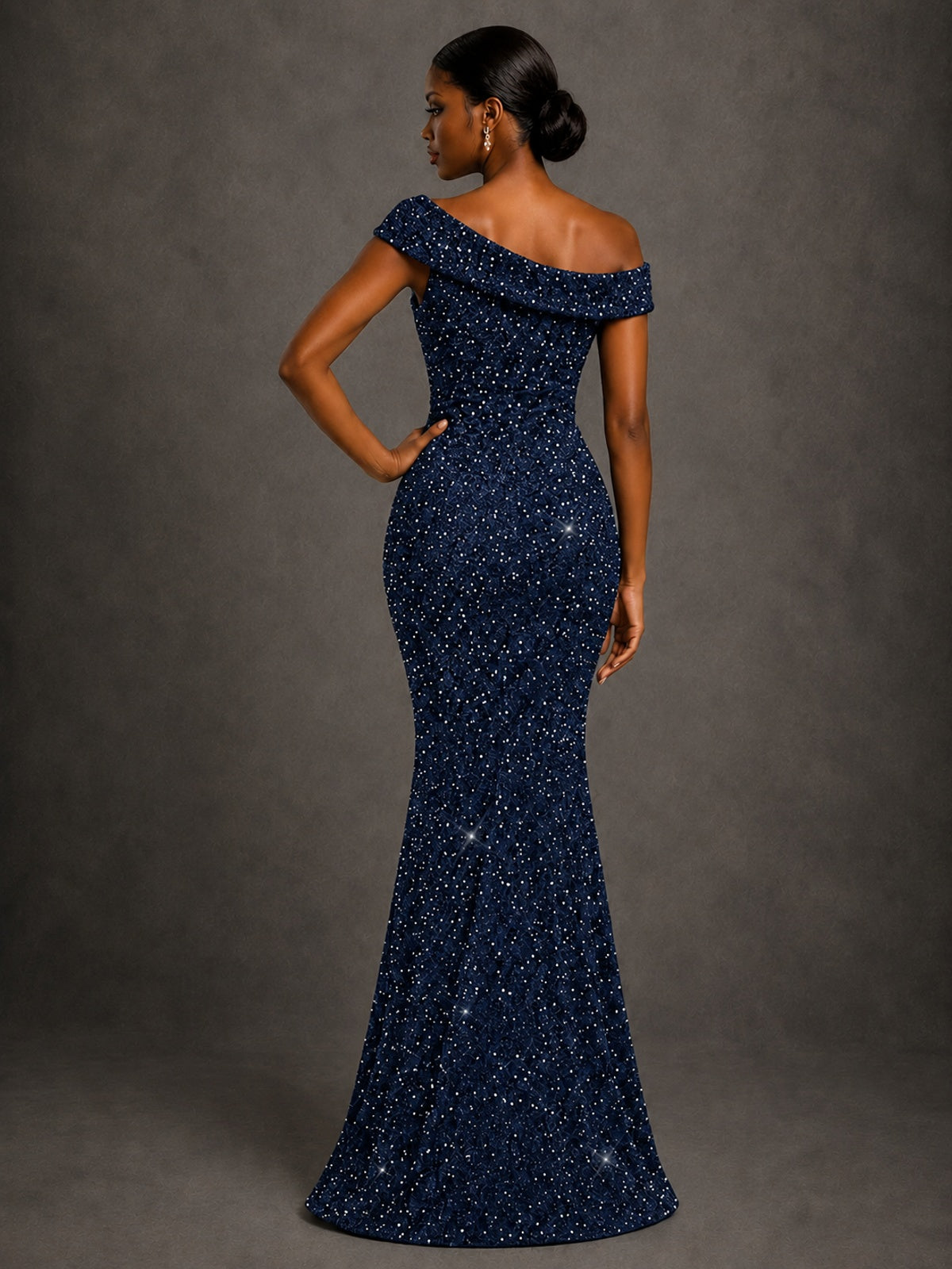 Sequin Off Shoulder Mermaid Prom Dress