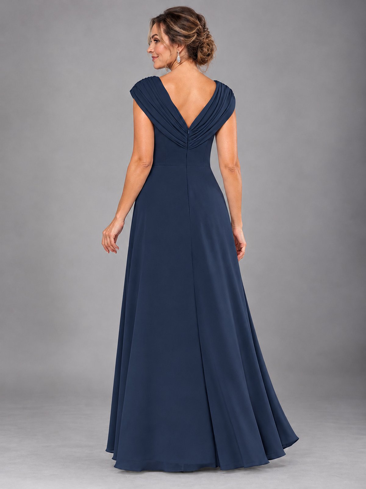 Cap Sleeve Chiffon A-Line Mother of the Bride Dress