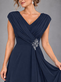 Cap Sleeve Chiffon A-Line Mother of the Bride Dress