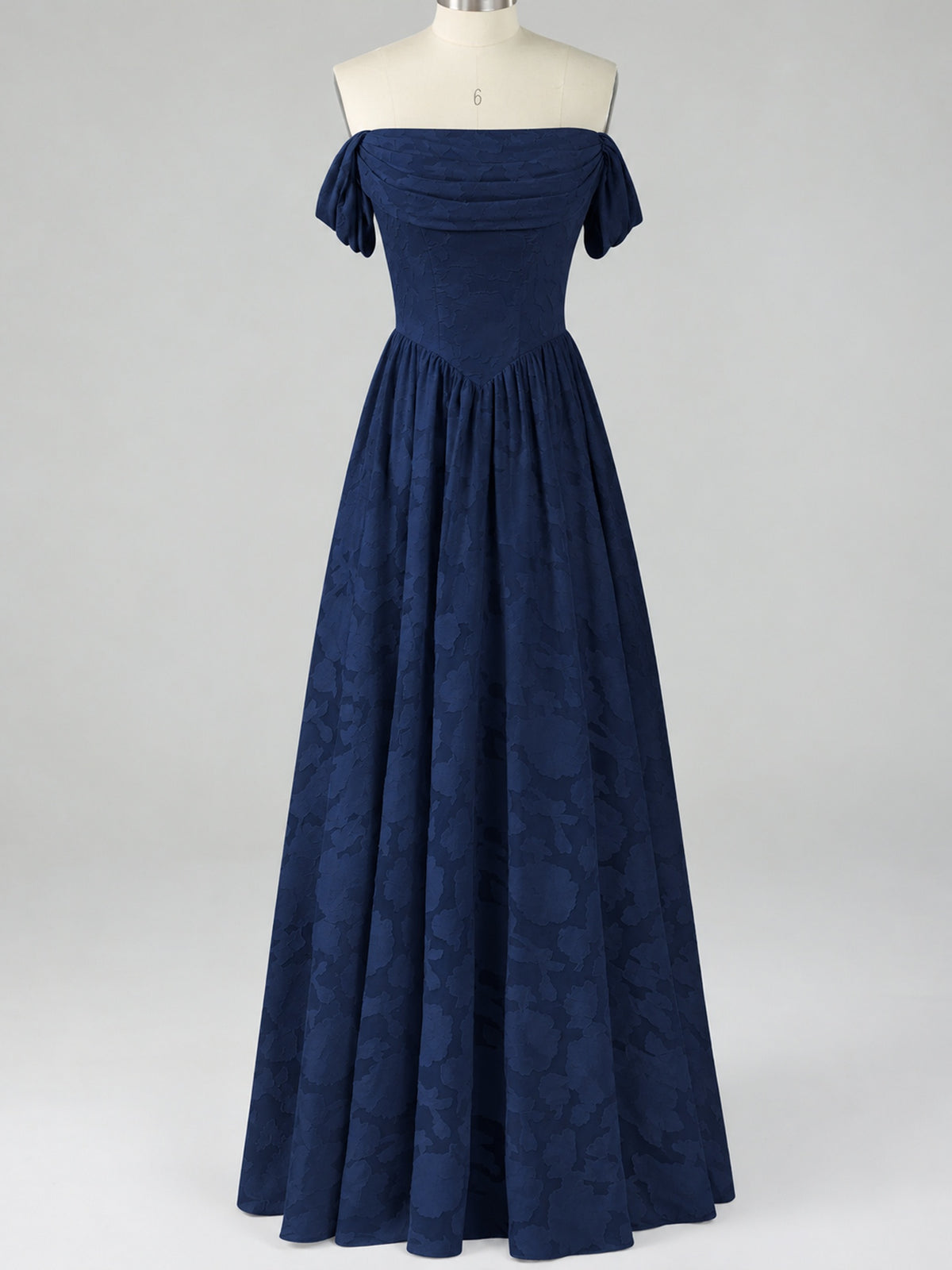 Off Shoulder Jacquard A-Line Maxi Dress