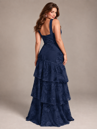 Hot Pink Halter Floral Applique Maxi Dress