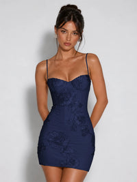 3D Floral Embellished Corset Homecoming Mini Dress