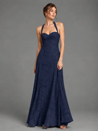 A-Line Halter Floral Chiffon Maxi Dress