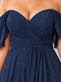 Off Shoulder Chiffon Bridesmaid Dress with Slit