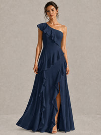 Sage Green One Shoulder Ruffle Bridesmaid Dress