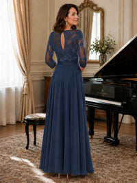Lace Applique Wide-Leg Chiffon Mother of the Bride Jumpsuit