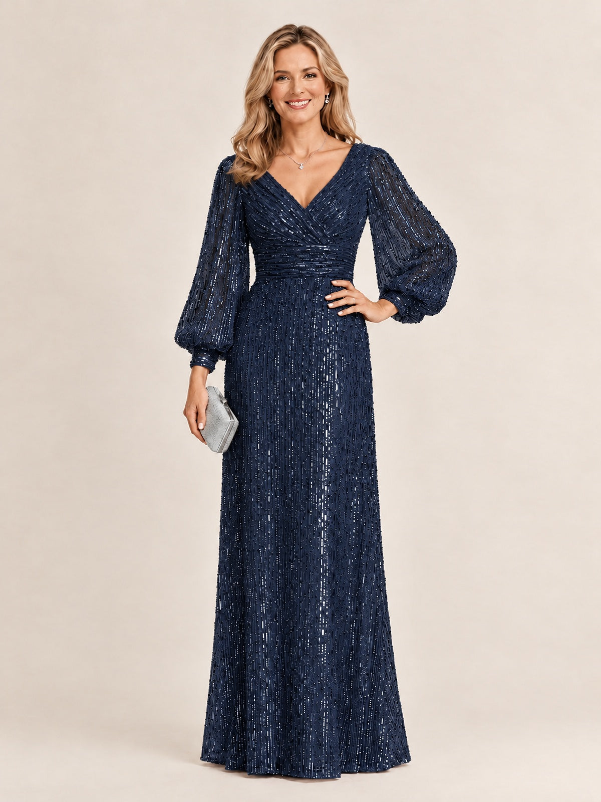 Sparkle Sequin Mother of The Bride Dresses with Long Sleeves