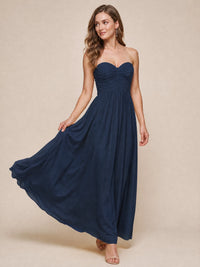 Strapless Pleated Chiffon A-Line Bridesmaid Dress