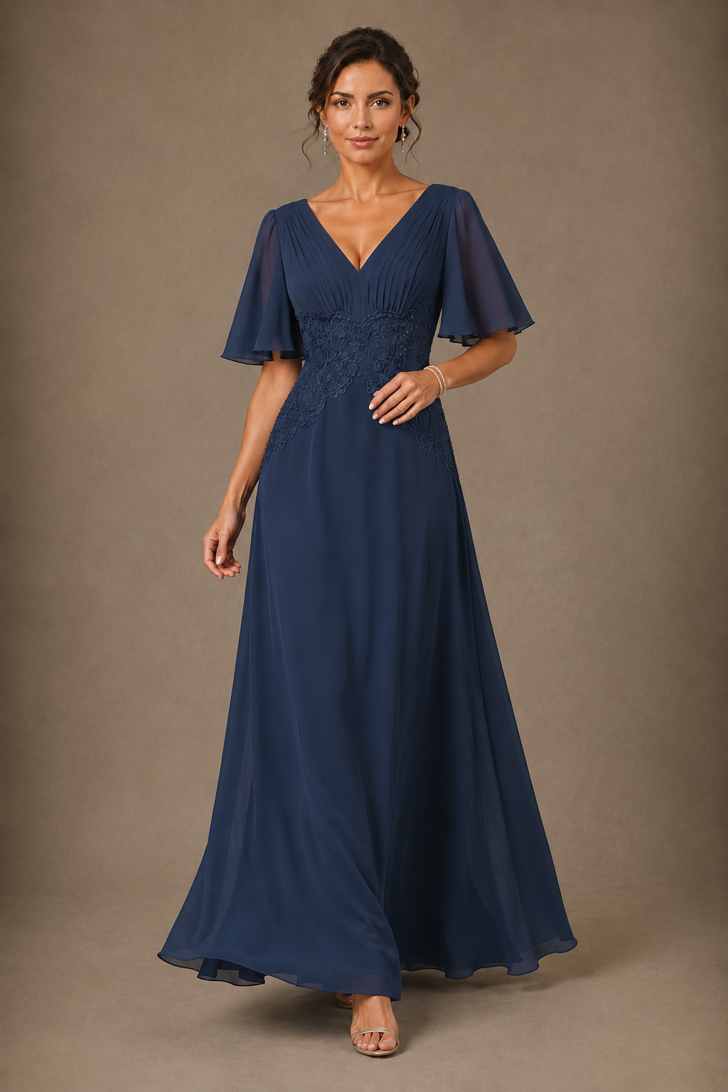 A-Line Chiffon Mother of the Bride Dress with Applique