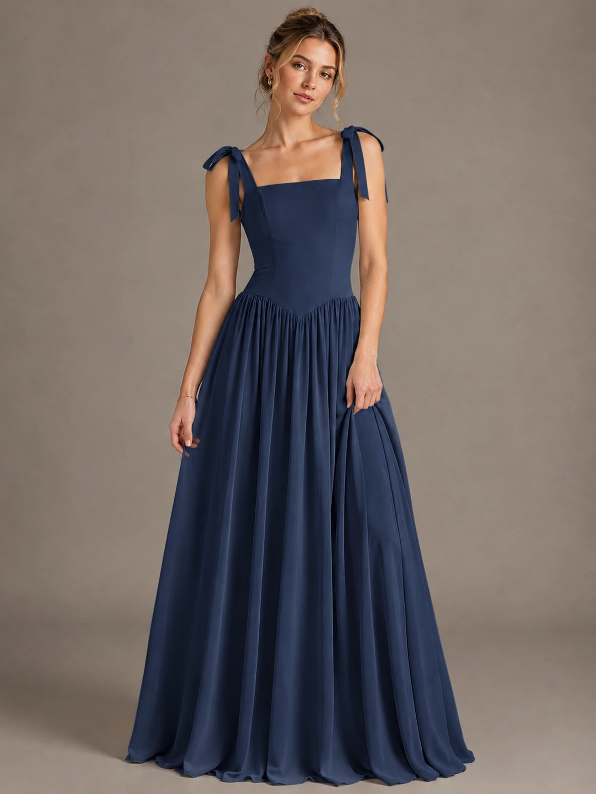 Square Neck A-Line Maxi Dress