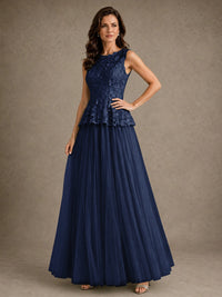 A-Line Chiffon Mother of the Bride Dress with Lace Appliques