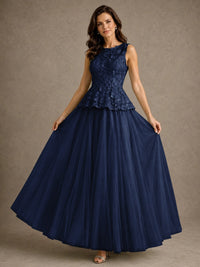 A-Line Chiffon Mother of the Bride Dress with Lace Appliques