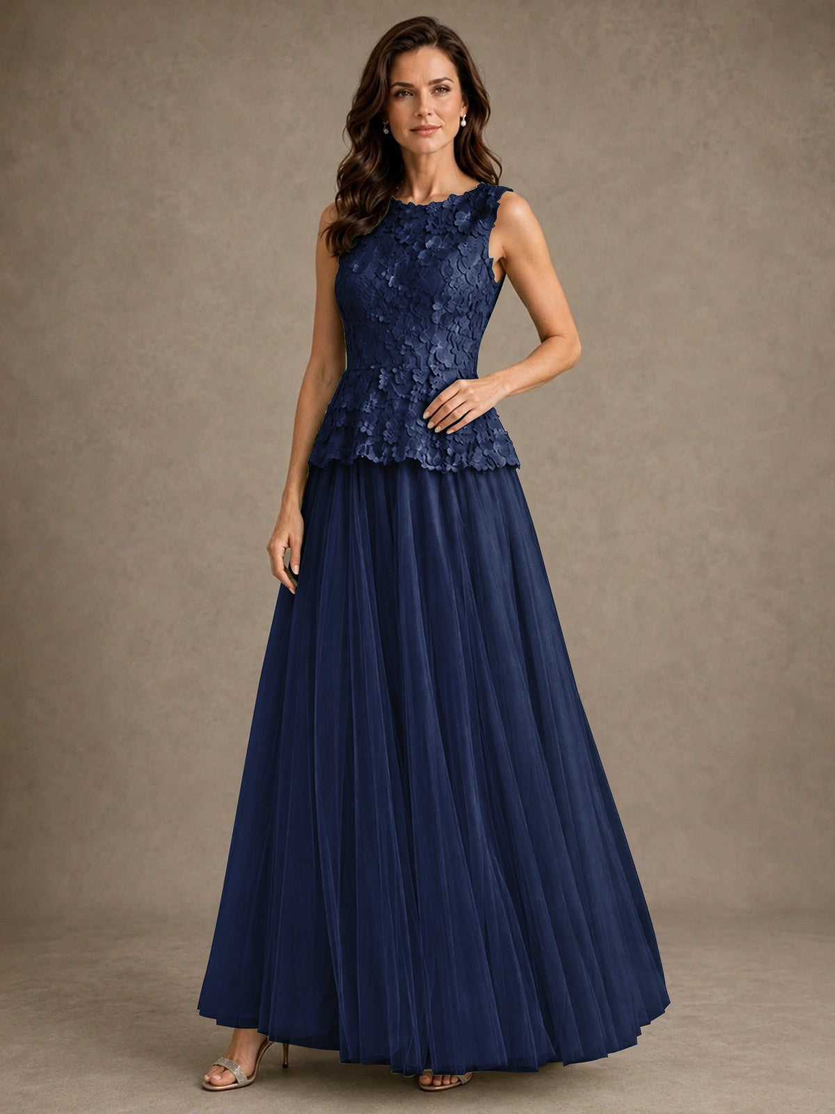 A-Line Chiffon Mother of the Bride Dress with Lace Appliques