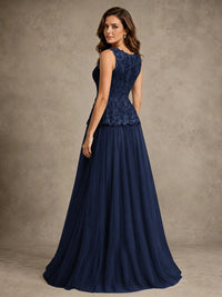 A-Line Chiffon Mother of the Bride Dress with Lace Appliques