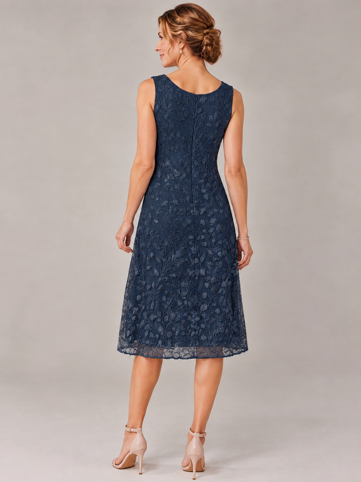Tea Length Sequin Lace Mother of The Bride Dress with Chiffon Jacket