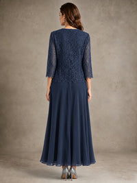 2-Piece Chiffon Mother of the Bride Dress with Lace Jacket