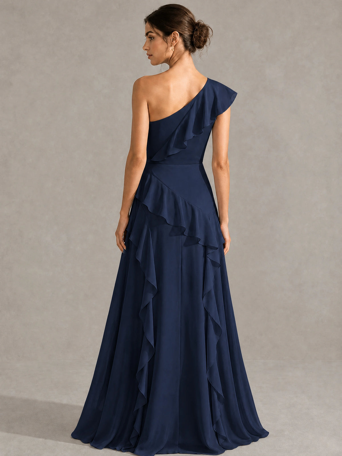 Sage Green One Shoulder Ruffle Bridesmaid Dress