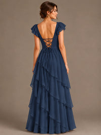Ruffle Tiered V Neck Maxi Dress