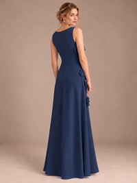 3D Floral Applique Sleeveless Formal Maxi Dress