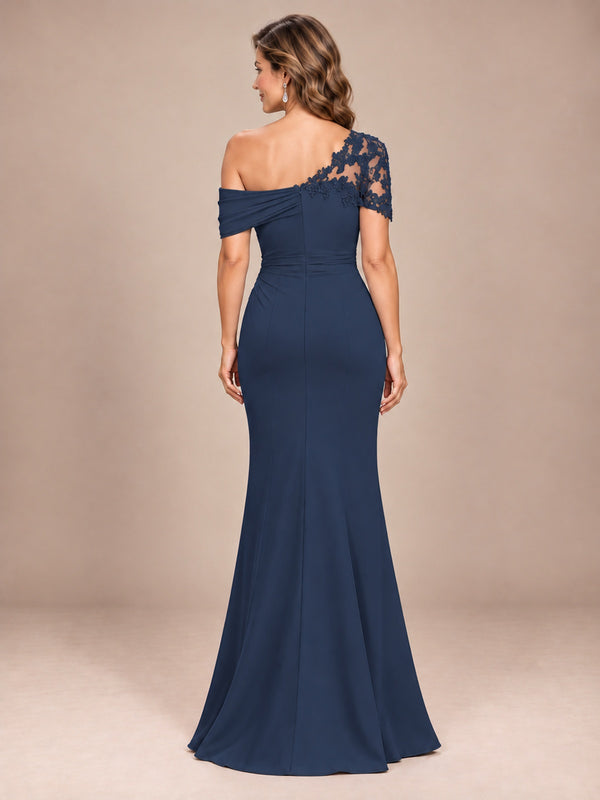 One Shoulder Chiffon Mother of The Bride Dress