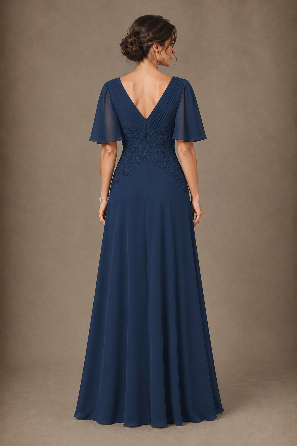 A-Line Chiffon Mother of the Bride Dress with Applique