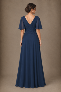 A-Line Chiffon Mother of the Bride Dress with Applique