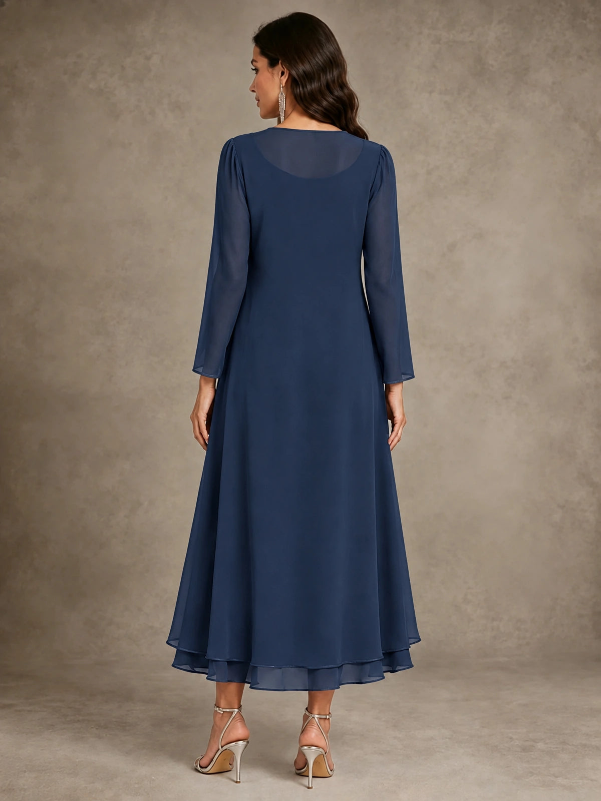 Sequin Chiffon Mother of the Bride Dress with Jacket