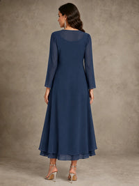 Sequin Chiffon Mother of the Bride Dress with Jacket