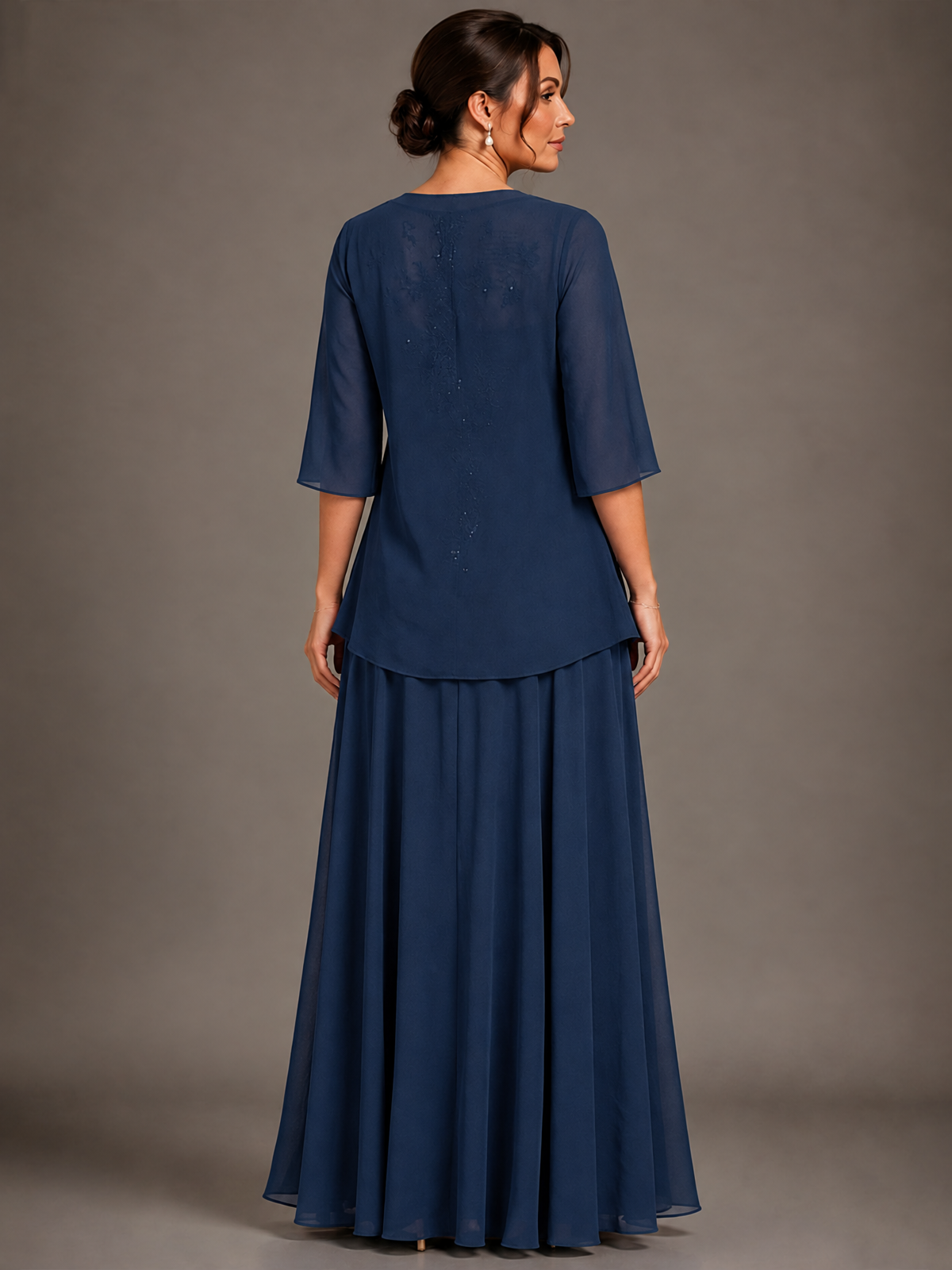 A-line 2 Pieces Chiffon Appliques Mother of The Bride Dresses with Jackets