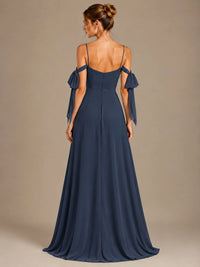 A-Line Ruffles Chiffon Bridesmaid Dress with Slit