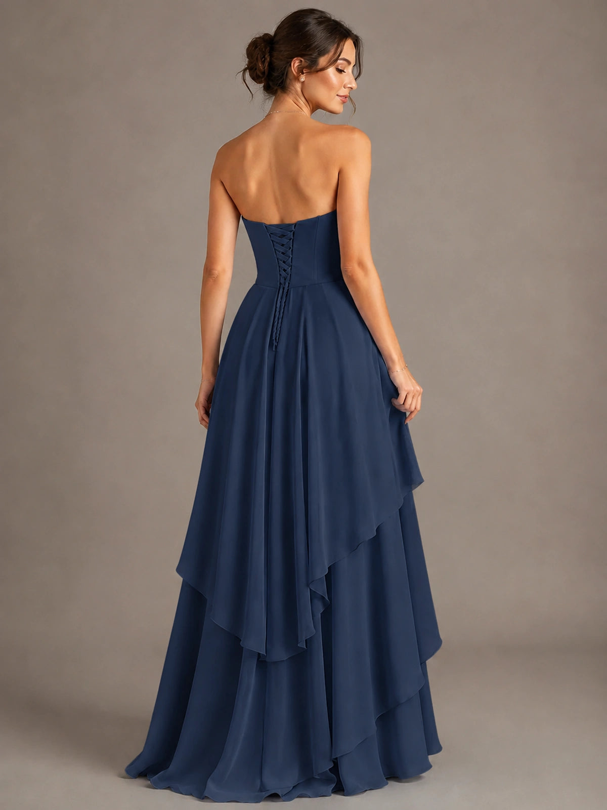 Strapless Ruffle A-Line Maxi Dress