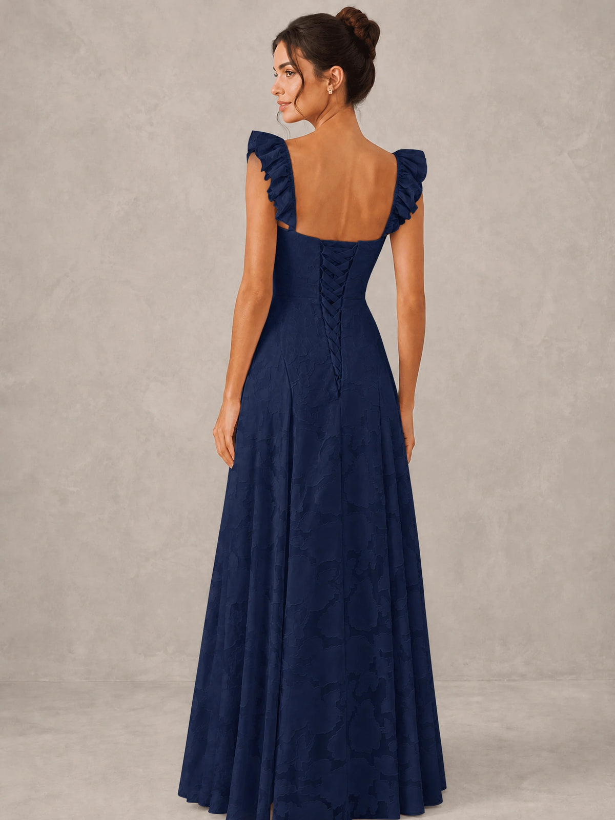 Jacquard Square Neck A-Line Maxi Dress