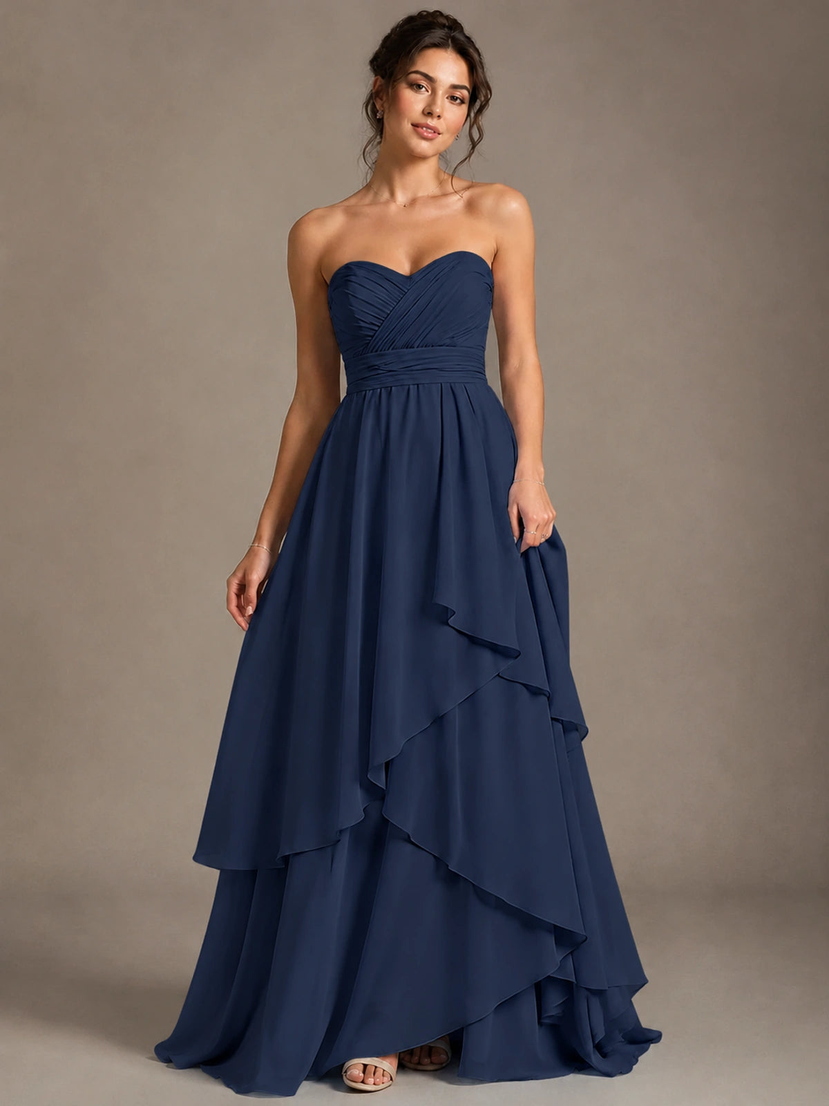 Strapless Ruffle A-Line Maxi Dress