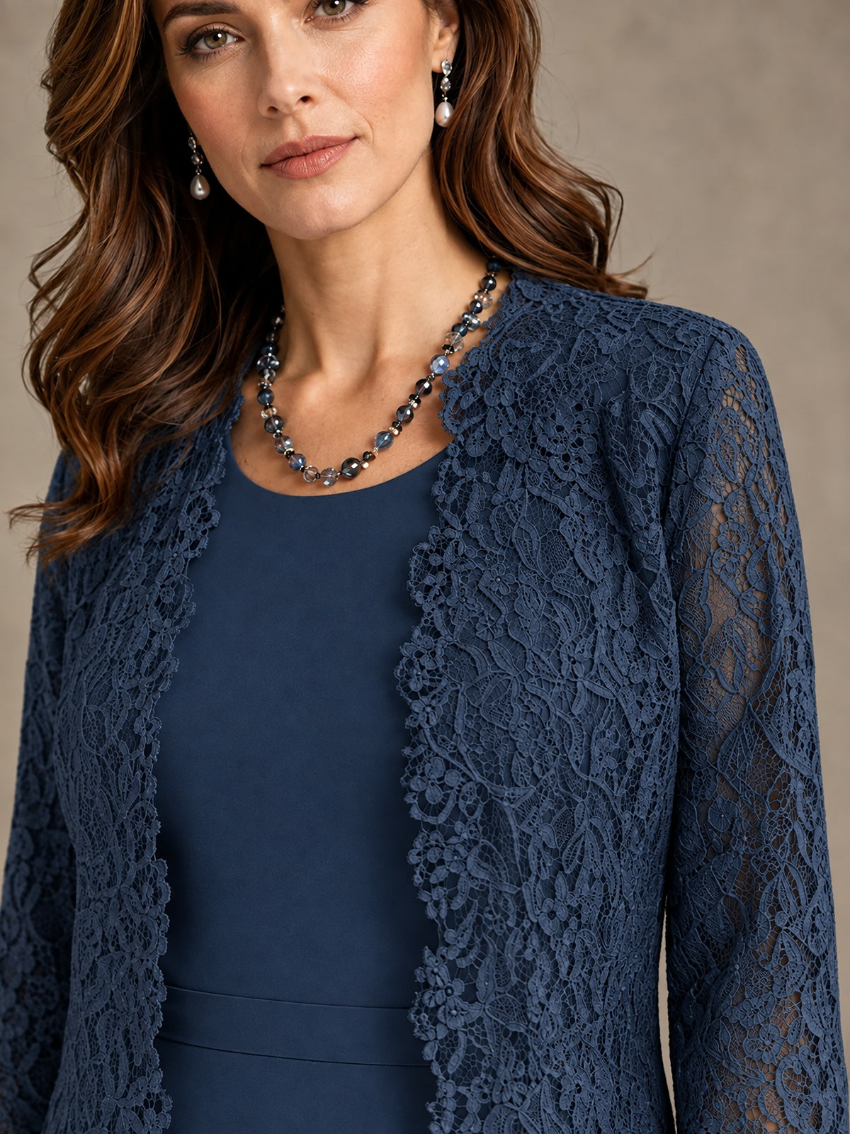 2-Piece Chiffon Mother of the Bride Dress with Lace Jacket