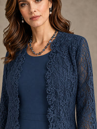 2-Piece Chiffon Mother of the Bride Dress with Lace Jacket