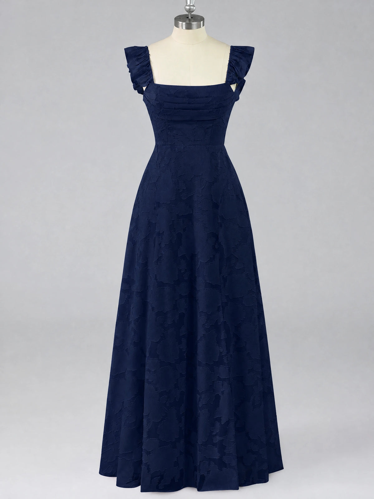 Jacquard Square Neck A-Line Maxi Dress